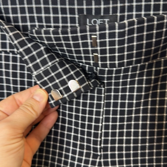 LOFT Petites Size 10 Marisa Black White Grid Cropped Stretch Trouser Pants $80 - Picture 7 of 13